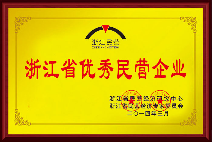 浙江省优秀民营企业铜牌